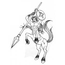 Dibujo de Centauro guerrero alzando una lanza para colorear Dibujo de Centauro guerrero alzando una lanza para colorear