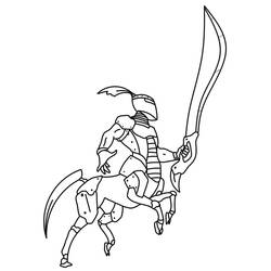 Dibujo de Centauro guerrero con armadura mecánica y espada para colorear Dibujo de Centauro guerrero con armadura mecánica y espada para colorear