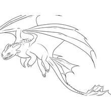 Dibujo de Chimuelo volando con las alas extendidas para colorear