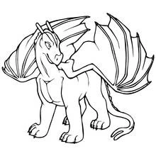 Dibujo de Dragón de pie con las alas extendidas para colorear