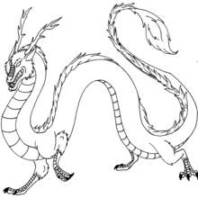 Dibujo de Dragón chino de cuerpo serpenteante para colorear