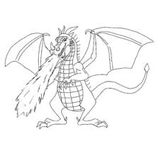 Dibujo de Dragón escupiendo fuego para colorear