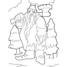 Dibujo de Gigante vikingo sosteniendo un hacha para colorear