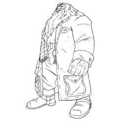 Dibujo de Gigante barbudo de pie con abrigo largo para colorear Dibujo de Gigante barbudo de pie con abrigo largo para colorear