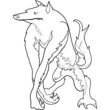 Dibujo de Hombre lobo de pie sobre cuatro patas para colorear