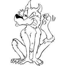 Dibujo de Hombre lobo rascándose la pata para colorear