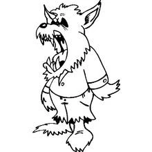 Dibujo de Hombre lobo aullando con camisa rota para colorear