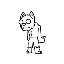 Dibujo de Hombre Lobo de pie con orejas puntiagudas para colorear