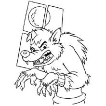 Dibujo de Hombre lobo gruñendo junto a la ventana para colorear