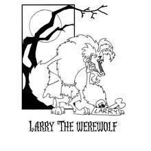 Dibujo de Larry el hombre lobo aullando bajo la luna para colorear