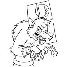 Dibujo de Hombre lobo colándose por una ventana para colorear