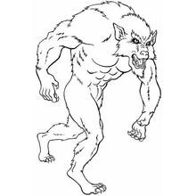 Dibujo de Hombre lobo en posición amenazante para colorear