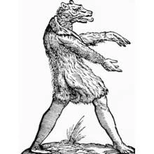 Dibujo de Hombre lobo caminando con los brazos extendidos para colorear