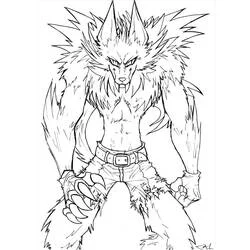 Dibujo de Hombre lobo de pie con garras para colorear