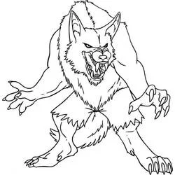 Dibujo de Hombre lobo de pie con garras extendidas para colorear