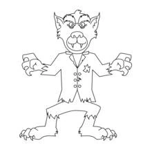 Dibujo de Hombre lobo de pie con traje roto para colorear