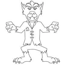 Dibujo de Hombre lobo de pie con garras extendidas para colorear
