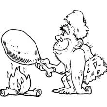 Dibujo de Hombre prehistórico cocinando carne para colorear