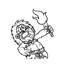 Dibujo de Hombre prehistórico sosteniendo una antorcha encendida para colorear
