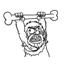 Dibujo de Hombre prehistórico levantando un hueso para colorear