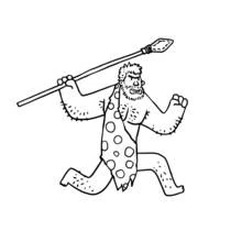 Dibujo de Hombre prehistórico corriendo con una lanza para colorear