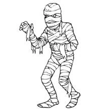 Dibujo de Momia caminando con brazo alzado para colorear Dibujo de Momia caminando con brazo alzado para colorear