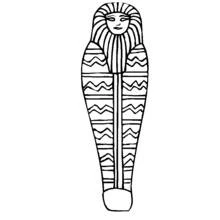 Dibujo de Momia dentro de su sarcófago con rayas para colorear Dibujo de Momia dentro de su sarcófago con rayas para colorear