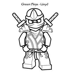 Dibujo de Lloyd el ninja verde con sus espadas cruzadas para colorear