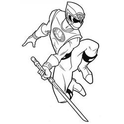 Dibujo de Ninja blandiendo su espada para colorear