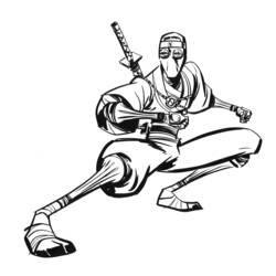 Dibujo de Ninja en posición de combate para colorear