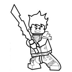 Dibujo de Ninja Ninjago blandiendo una espada dentada para colorear