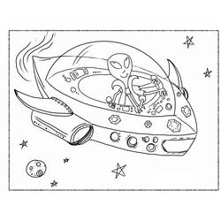 Dibujo de OVNI pilotado por un extraterrestre para colorear