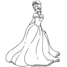 Dibujo de Princesa con vestido de baile elegante para colorear