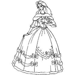 Dibujo de Princesa Sissi con vestido de baile elegante para colorear