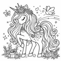 Princesa Unicornio - Dibujos para colorear gratis