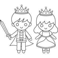 Dibujo de Príncipe y princesa de pie juntos para colorear Dibujo de Príncipe y princesa de pie juntos para colorear