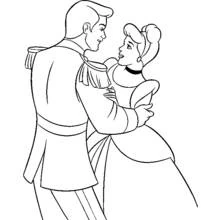 Dibujo de Príncipe bailando con Cenicienta para colorear Dibujo de Príncipe bailando con Cenicienta para colorear