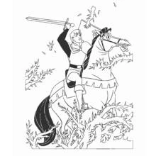 Dibujo de Príncipe luchando entre espinas a caballo para colorear Dibujo de Príncipe luchando entre espinas a caballo para colorear