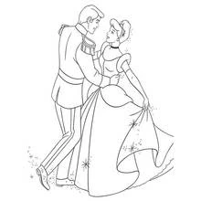 Dibujo de Príncipe bailando con Cenicienta para colorear Dibujo de Príncipe bailando con Cenicienta para colorear