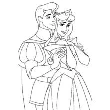 Dibujo de Príncipe sujetando las manos de la princesa para colorear Dibujo de Príncipe sujetando las manos de la princesa para colorear