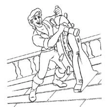 Dibujo de Príncipe Eric sujetando el timón del barco para colorear Dibujo de Príncipe Eric sujetando el timón del barco para colorear