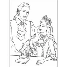 Dibujo de Príncipe y princesa junto a un telescopio para colorear Dibujo de Príncipe y princesa junto a un telescopio para colorear
