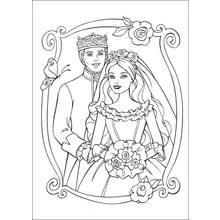 Dibujo de Príncipe y princesa en un marco ornamentado de boda para colorear Dibujo de Príncipe y princesa en un marco ornamentado de boda para colorear