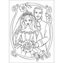 Dibujo de Príncipe y princesa en retrato de boda para colorear Dibujo de Príncipe y princesa en retrato de boda para colorear