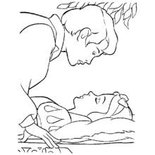 Dibujo de Príncipe inclinado sobre princesa dormida para colorear Dibujo de Príncipe inclinado sobre princesa dormida para colorear