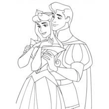 Dibujo de Príncipe Felipe y princesa Aurora abrazados para colorear Dibujo de Príncipe Felipe y princesa Aurora abrazados para colorear