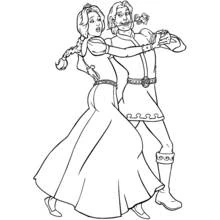 Dibujo de Príncipe Encantador y Fiona bailando para colorear Dibujo de Príncipe Encantador y Fiona bailando para colorear