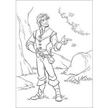 Dibujo de Príncipe Flynn Rider señalando junto a una roca para colorear Dibujo de Príncipe Flynn Rider señalando junto a una roca para colorear