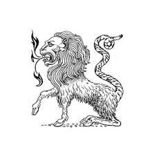 Dibujo de Quimera escupiendo fuego con cola de serpiente para colorear Dibujo de Quimera escupiendo fuego con cola de serpiente para colorear