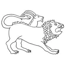 Dibujo de Quimera con cabeza de león, cabeza de cabra y cola de serpiente para colorear Dibujo de Quimera con cabeza de león, cabeza de cabra y cola de serpiente para colorear